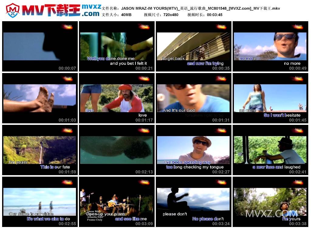 JASON MRAZ-IM YOURS(MTV)_英语_流行歌曲_MC801548